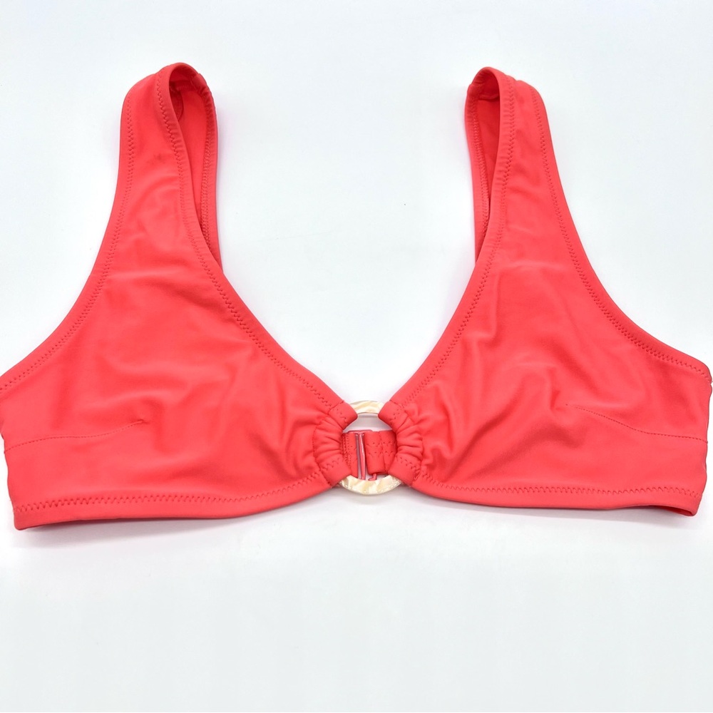 Aerie Coral Bikini 60s inspired w/ Beige Ring at the Center Front Top-Size L